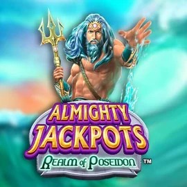 Almighty Jackpots – Realm of Poseidon online game logo by Novomatic on slotexo-casino.org