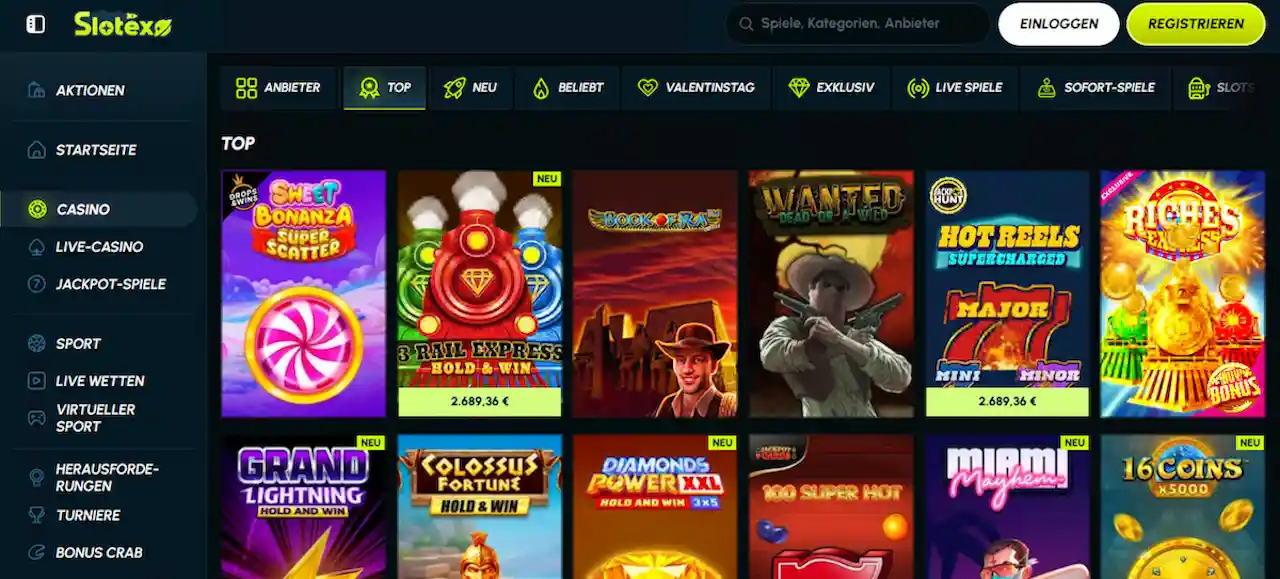 Slotexo Casino - Spielautomaten und Casino-Spiele